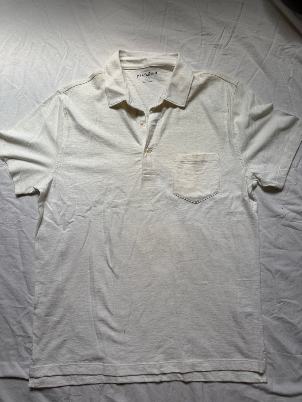 J. Crew Men's Off-White Polo with Chest Pocket